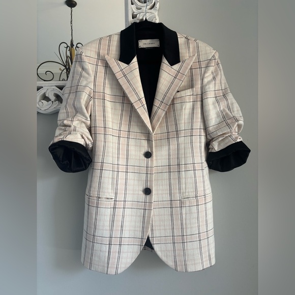 ✨HELLESSY Pink and Plaid Rouched Sleeve Blazer✨ - Picture 4 of 4